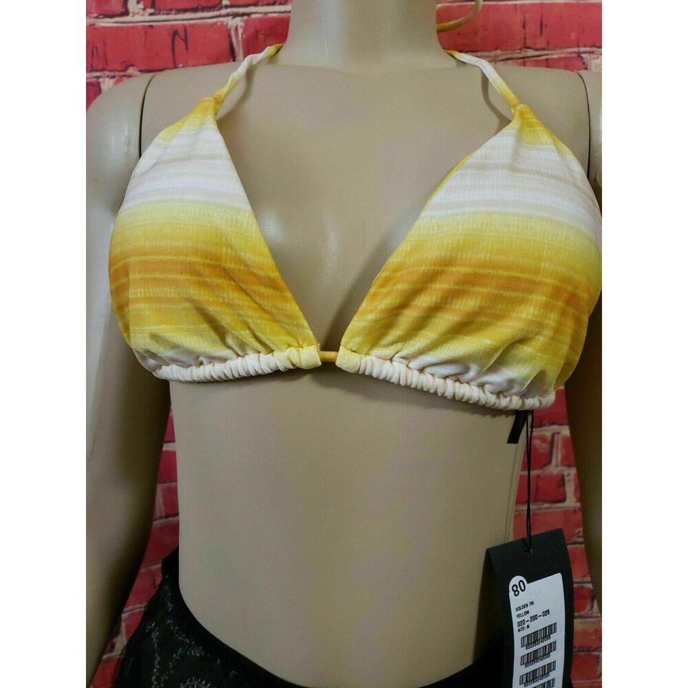 ViX Paula Hermanny Womens Swim Top size M White Golden Tri Yellow  NWT # 4